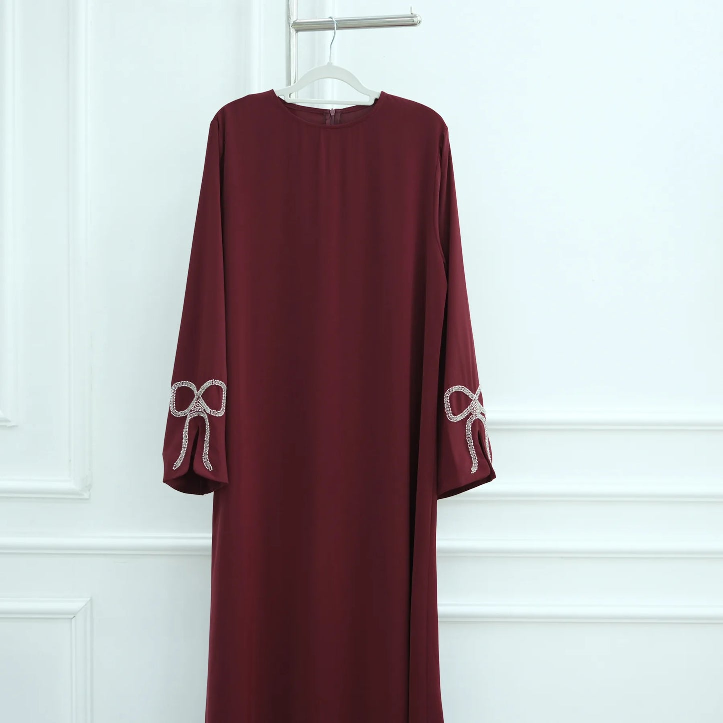 Women Eid Dress Diamond Bow Muslim Abaya Kaftan Arab Long Robe Vestidos Largos Morocco Long Robe Elegant Party Dresses Caftan