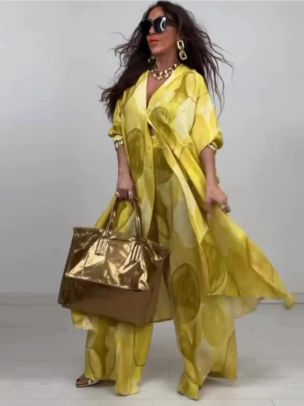 Eid Muslim Suits Women Print Blouses Wide Leg Pants Set Two Piece Musulman Ensemble Dubai Arabic Morocco Islam Casual Ramadan