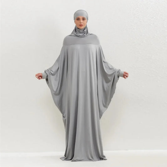 Muslim Abayas Hijab Smocking Sleeve One-piece Prayer Dress Women Jilbabs Hooded Kaftans Islamic Dubai Saudi Robe Turkish Modesty