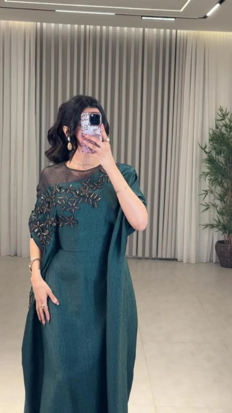 Abaya for Women Floral Lace Ethnic Moroccan Dress Muslim Dubai Attire Islamic Clothes Wedding Eid Ramadan Jalabiya