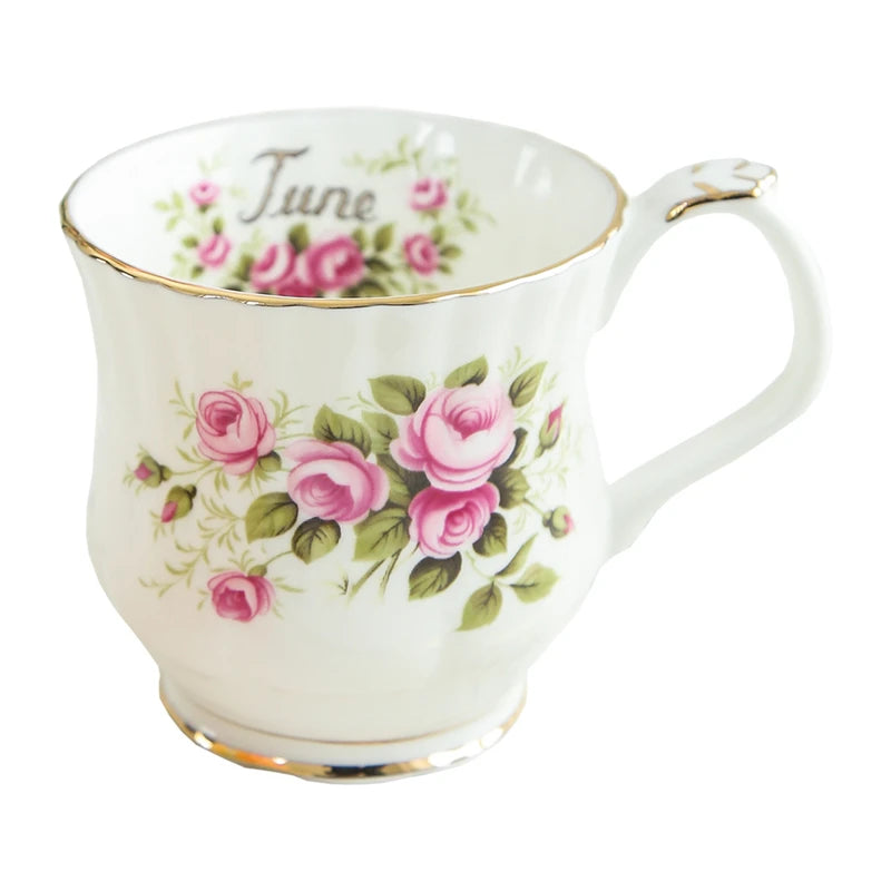 Retro Coffee Mug Ceramic Exquisite Seasonal Flower Printed Couple Cup Bone China Creative Gift Home Drinkware Breakfast Milk Mug
