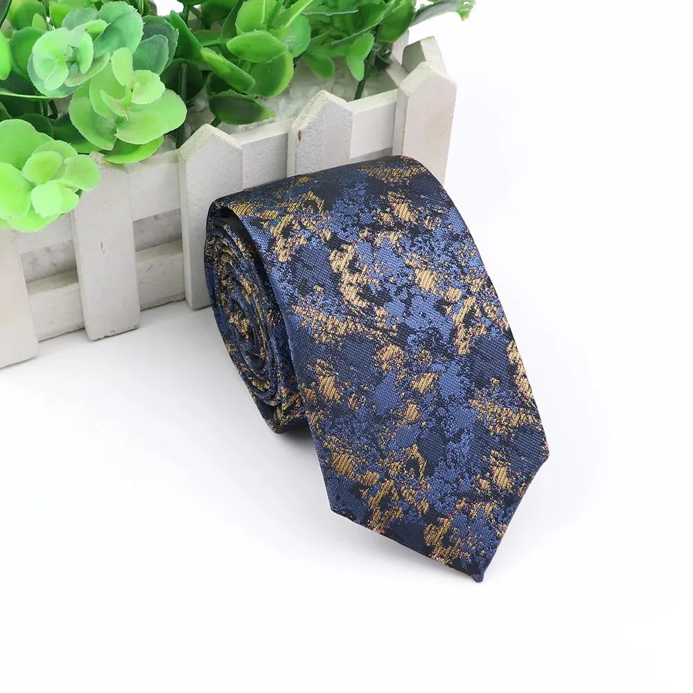 Men's 6cm Elegant Jacquard Weave Tie Vintage Embroidery Flower Rendering Pattern Necktie Business Wedding Party Accessories Gift