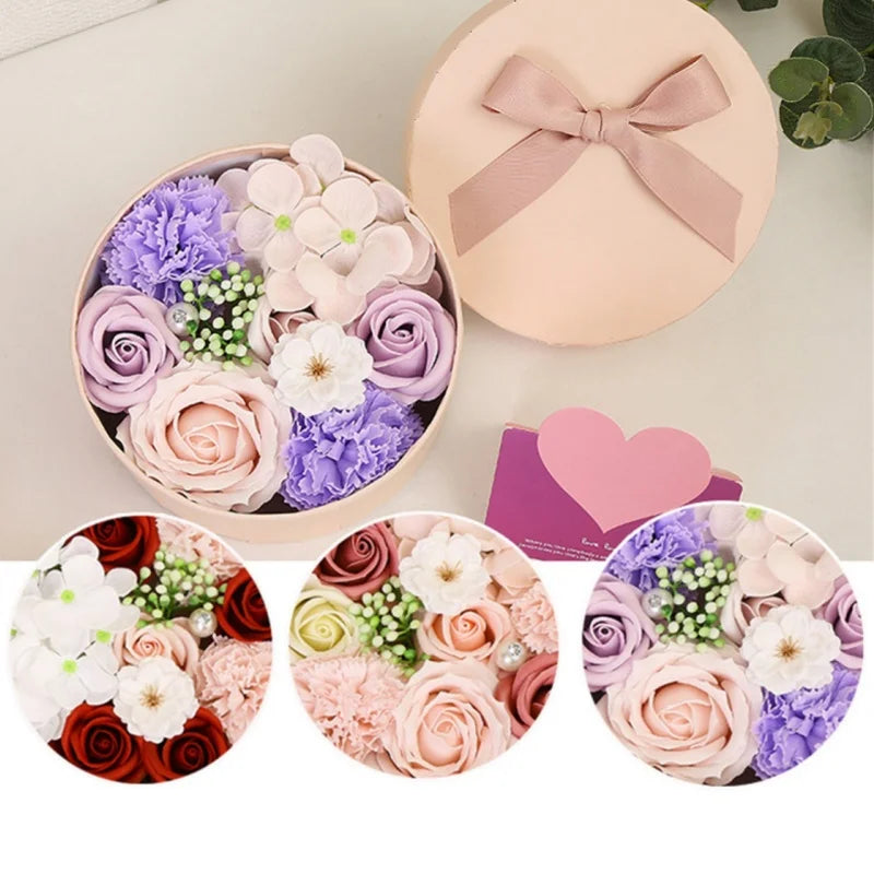 Soap Flower Box Floral Scented Bath Soap Rose Flower Petals Plant Essential Oil Flower Soap Set Mother Lover Birthday Gift Box