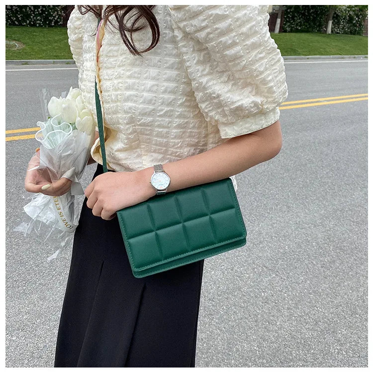 Trendy Classic Solid-Colour Minimalist Fashion Handbag Popular New Style Compact Square Bag PU Handheld Crossbody Shoulder Bag