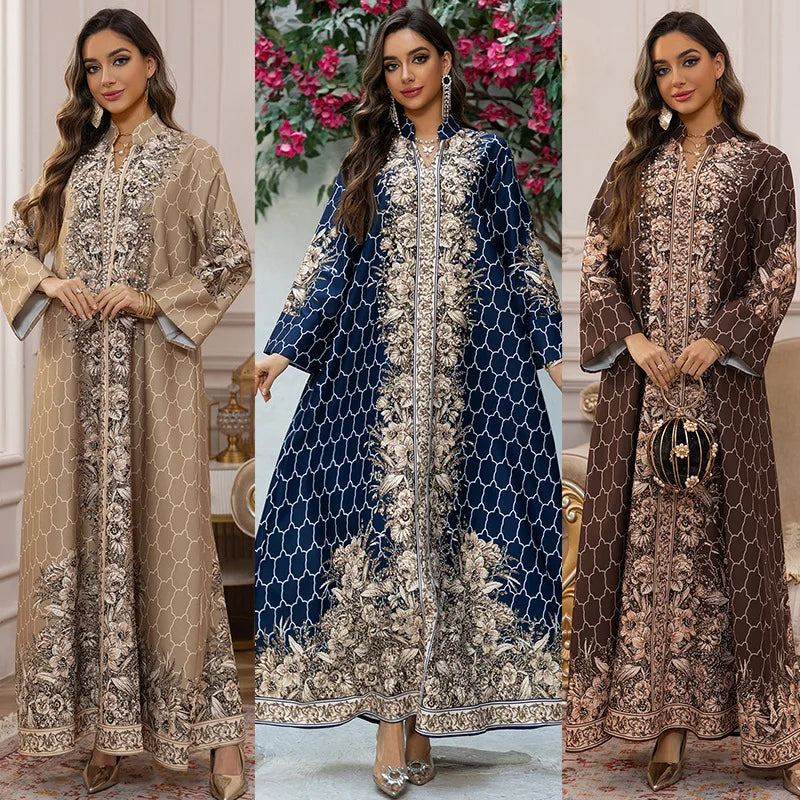 Muslim Dress Women Abaya Eid Diamond Party Dresses Arab Long Robe Print Abayas Dubai Morocco Kaftan Islam Jalabiya Vestidos 2026
