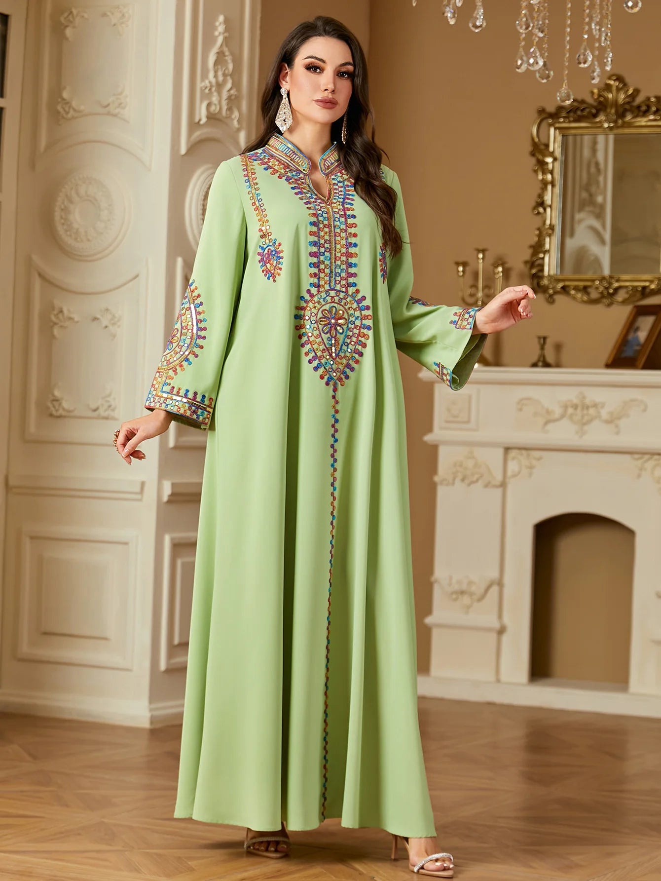 Eid Muslim Embroidery Dress for Women Abaya Party Long Dresses  Caftan Robe Jalabiya Ramadan Morocco Dubai 2025 Vestidos Largos