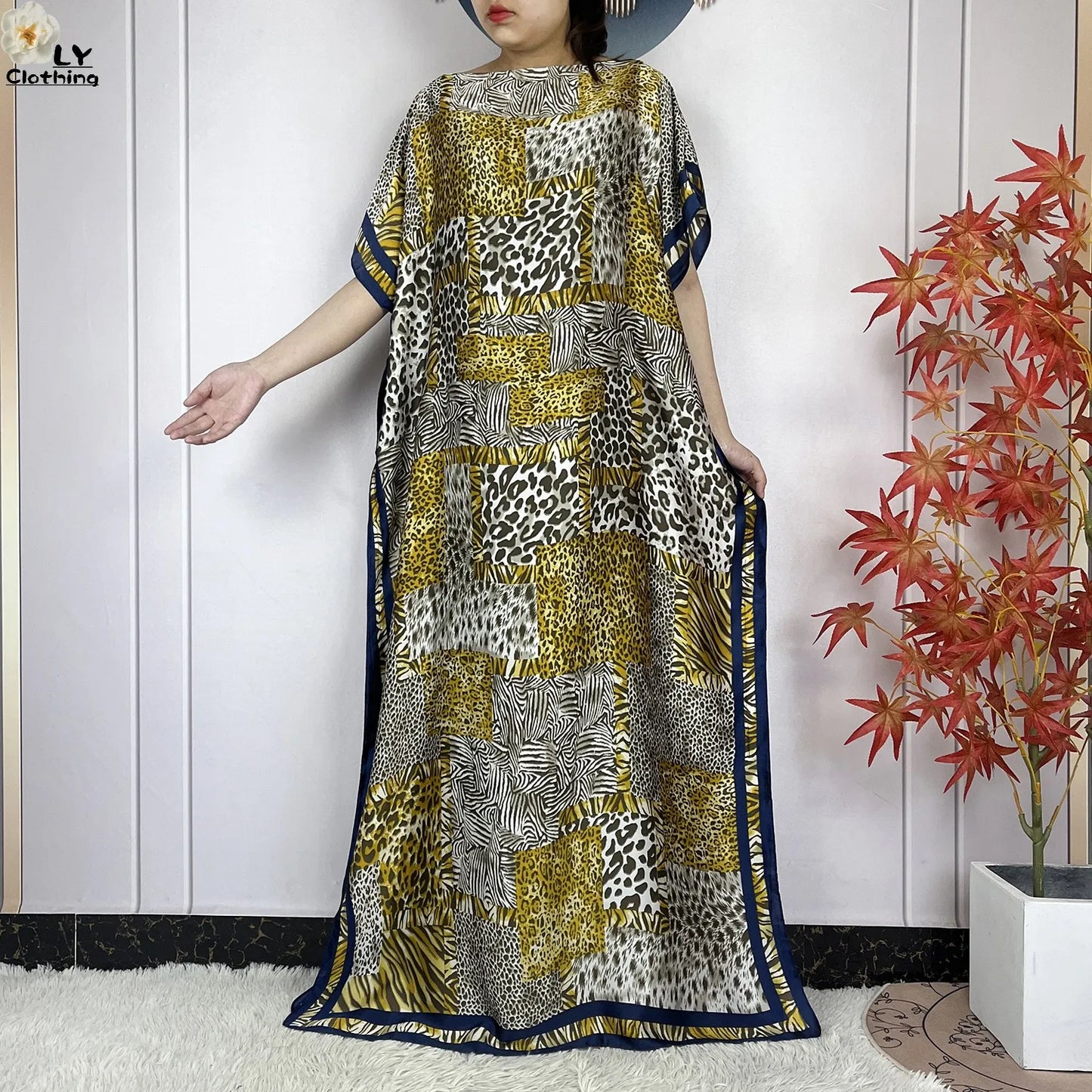 Muslim Abayas For Women 2023 New Fashion Printed Silk Soft Loose Femme Elegant Robe African Maxi Party Dresses With Belt Turban