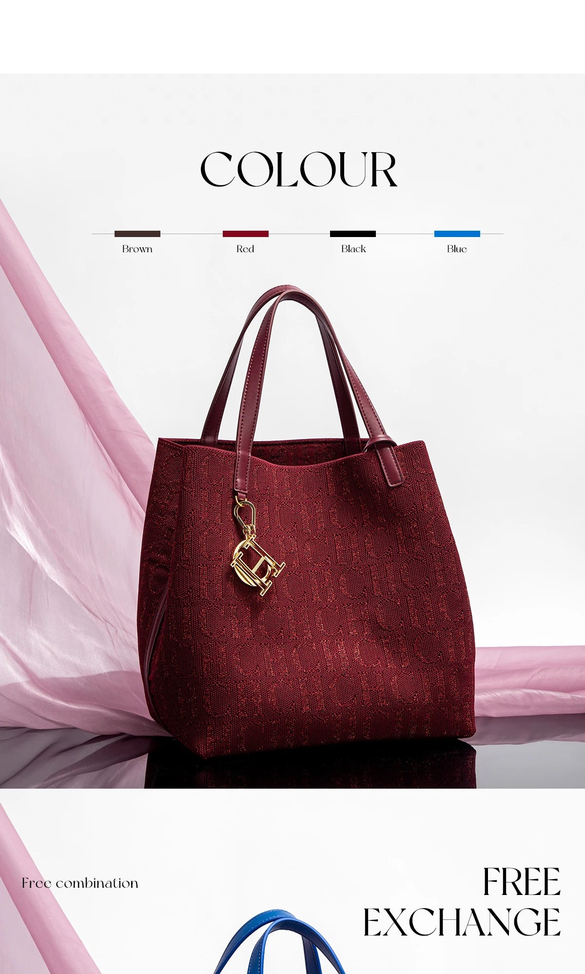 Accessories Handbag Fashion New Solid Color Women's Bucket Bag Large Capacity Letter Design Small Card Bag