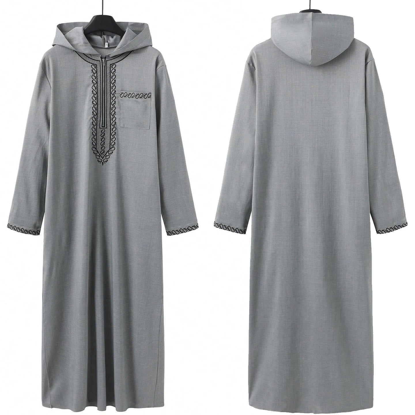 Muslim Men's Robes Loose Embroidered Robes Arabic Thobe Ethnic Style Traditional Casual Thawb Islamic Prayer Clothes Moroccan Dr