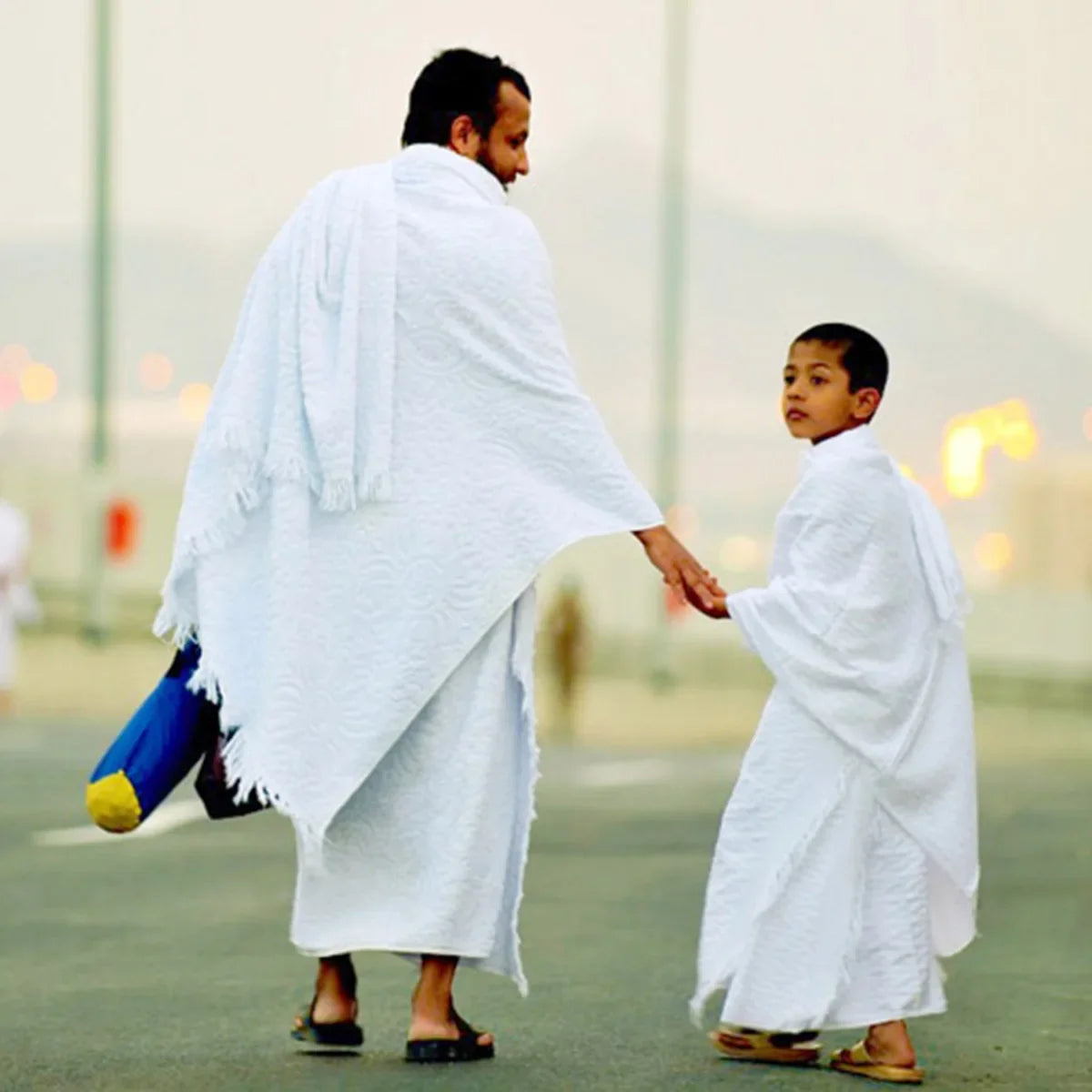 2 Pieces Ihram Pilgrimage Towel Muslim Arabic Hajj Clothing Mens Islamic Ramadan Prayer Worship Costumes Jubba Thobe Middle East