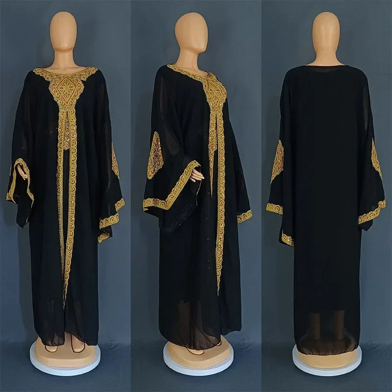 Kaftan Dubai Abaya Turkey Muslim Chiffon Maxi Dress Islam Clothing Elegant African Dresses for Women Boubou Robe Djellaba Femme