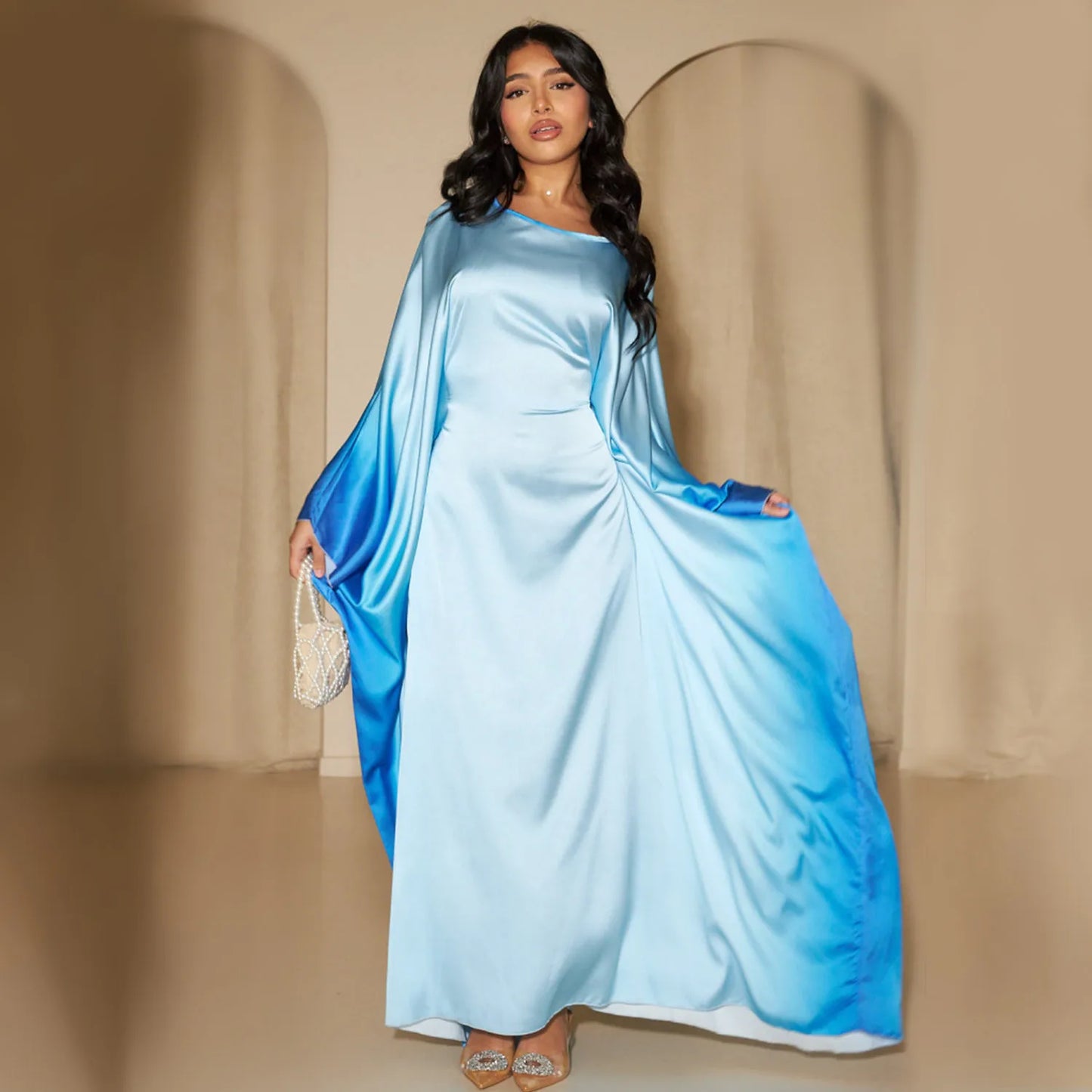 Eid Muslim Party Dress for Women Ramadan Bat Sleeve Abaya Long Dress Morocco Kaftan Vestidos Largos Dubai Robe Jalabiya 2024