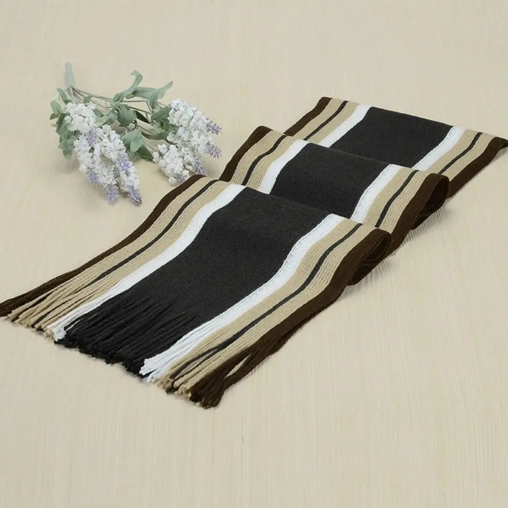 Casual Cashmere Men Striped Scarf Thick Tassel Stole Winter Long Shawl Soft Neck Warm Neck Wrap new Scarf &Wrap