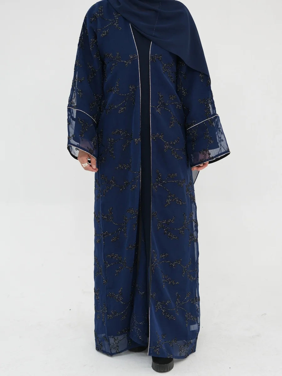 Muslim Women Dubai Abaya Luxury Embroidery Floral Long Dress Kimono Cardigan Kaftan Modest Robe Femme Islamic Clothing Kebaya