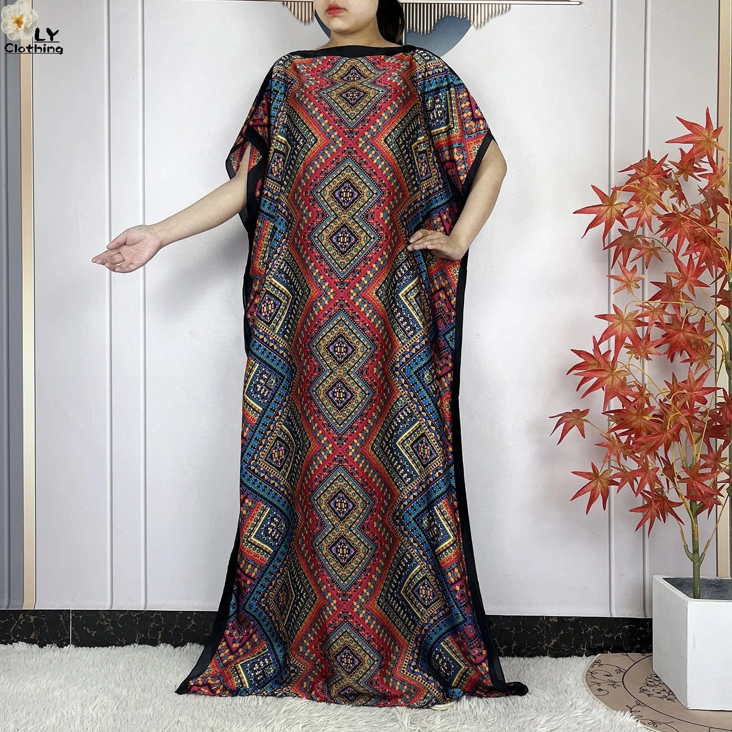 Muslim Abayas For Women 2023 New Fashion Printed Silk Soft Loose Femme Elegant Robe African Maxi Party Dresses With Belt Turban