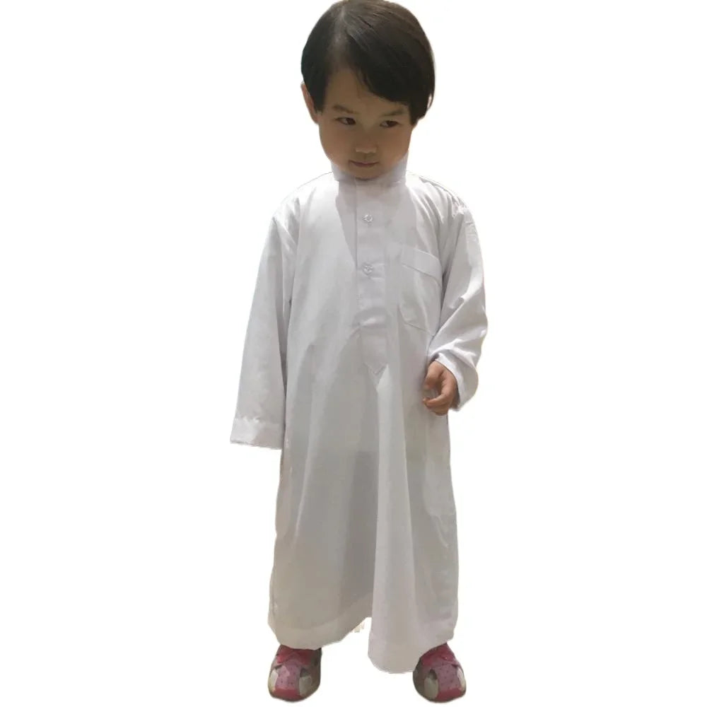 one cap for free Plain Thobe for Children (suit 95cm~155cm tall ) Jubba Soft Thawb Islamic Clothing Boy Robe