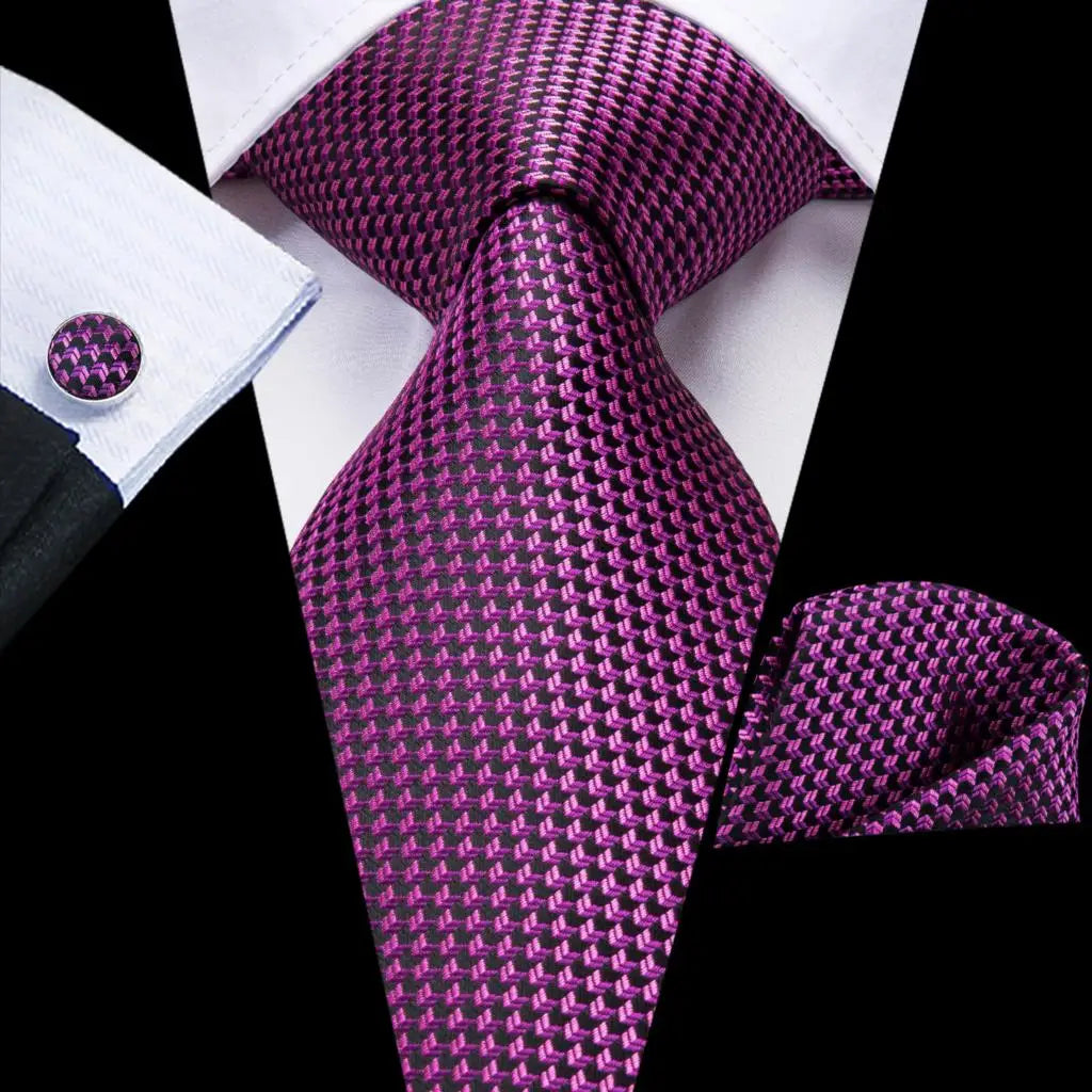 Hi-Tie 63inches Silk Mens Tie Set Extra Long Ties for Men Handkerchief Woven Classic Silk Men's 160cm Necktie Pocket Square Set