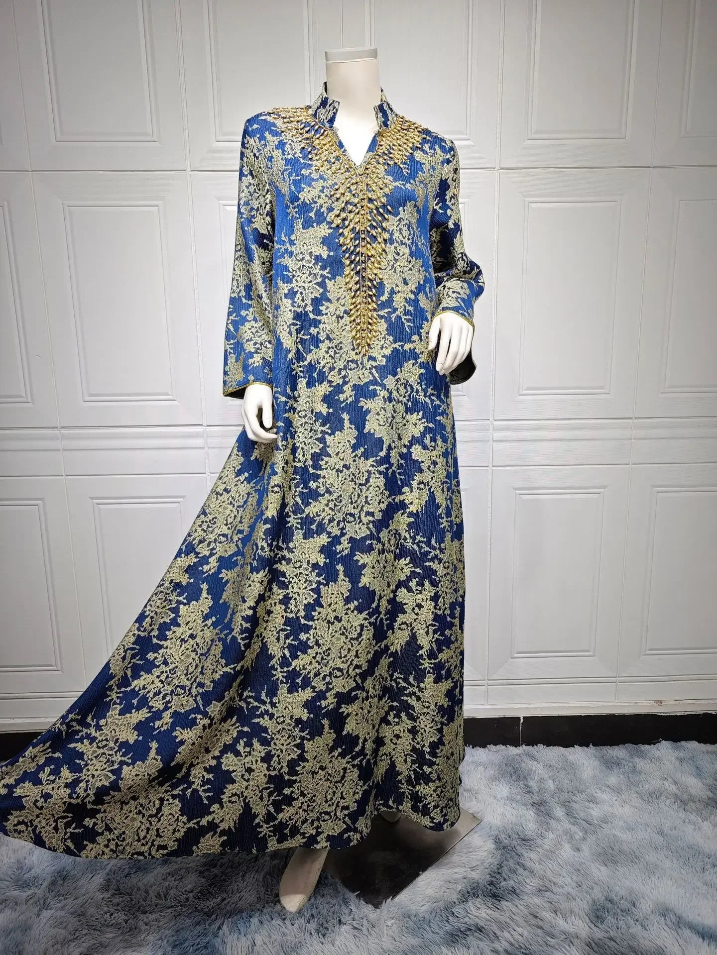 Eid Muslim Dress for Women Abaya Beading Stand Collar Jalabiya Morocco Party Dresses Abayas Kaftan Abaya Vestidos Arab Long Robe