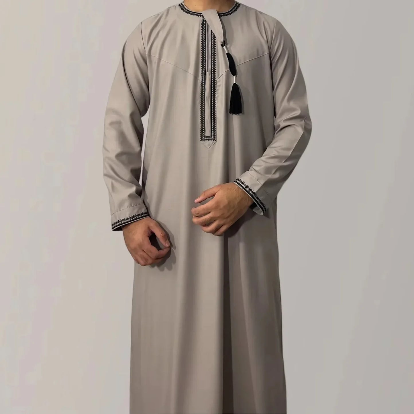 Eid Ramadan Muslim Fashion Abayas for Men Long Sleeve Dress Robes Embroidered Jubba Thobe Dubai Arab Saudi Kaftan Islam Clothing