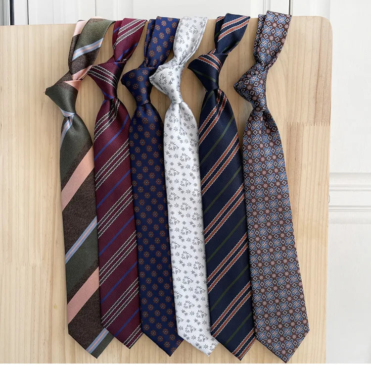 British Italian Style 8CM Formal Ties For Men Business Striped Floral White Brown Neckties Luxury Silk Neck Ties Wedding Cravat