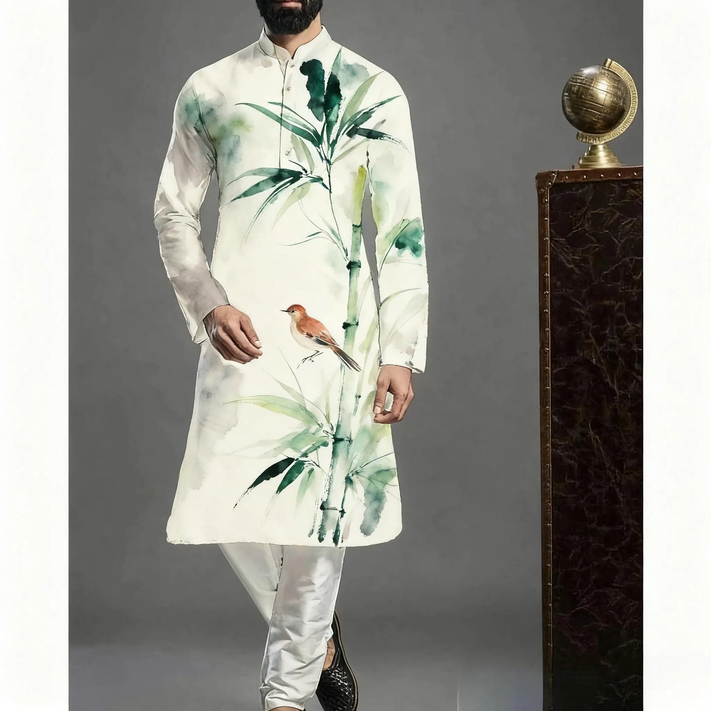 Men Islamic Arabian Patchwork Striped Embroidery Eid Muslim Long Robe Jubba Casual Loose  Muslim Dress Men Abayas