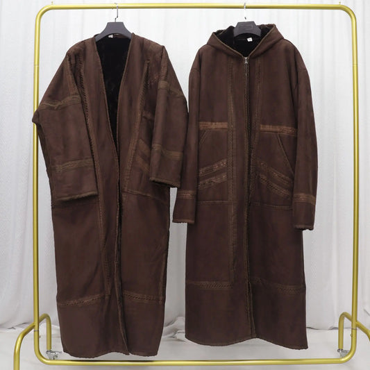 Eid Djellaba Jubba Thobe Saudi Arab Winter Thick Warm Faux Fur Men Muslim Kimono Cardigan Hooded Coat Kaftan Abaya Islam Clothes