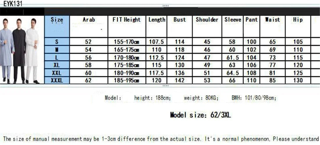 Men Jubba Thobe Muslim Two Pieces Set For Male Pakistan Dubai Saudi Abaya Prayer Islamic Clothing Worship Suit Arabic Ramadan