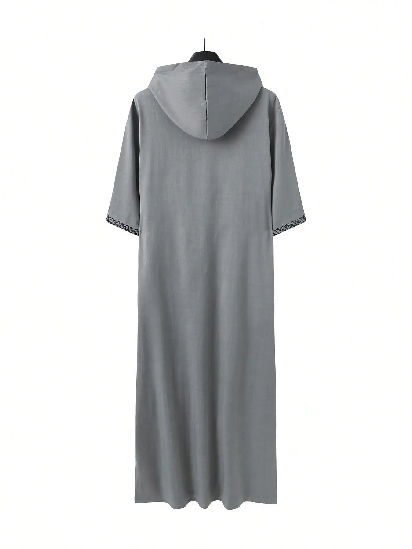 Moroccan Men's Thobe Short-Sleeved Embroidered Hood MuslimIslamicLooseJelleba Abaya - New Edition