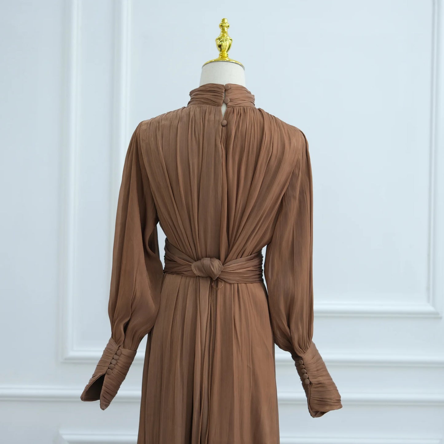 Eid Abaya Modest Muslim Dresses for Women Cuff Sleeves Wrinkle Evening Party Maxi Dress Jalabiya Islamic Clothing Kaftan Robe