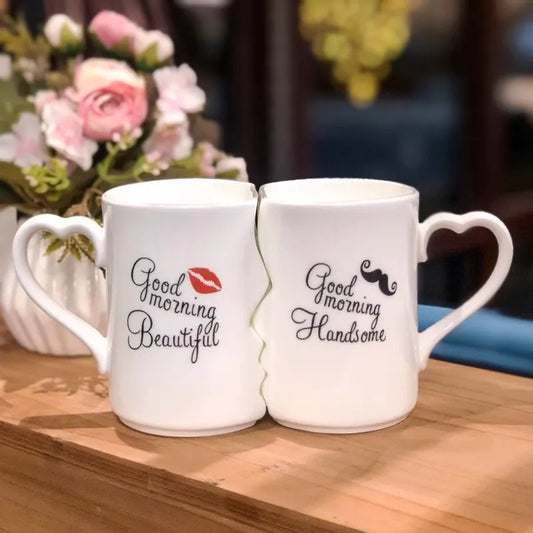 2Pcs/Set Couple Cup Ceramic Mugs Coffee Kiss Mug Creative tea cup Valentine's Day Wedding Birthday Gift