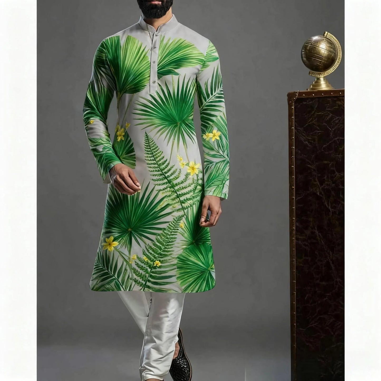 Men Islamic Arabian Patchwork Striped Embroidery Eid Muslim Long Robe Jubba Casual Loose  Muslim Dress Men Abayas