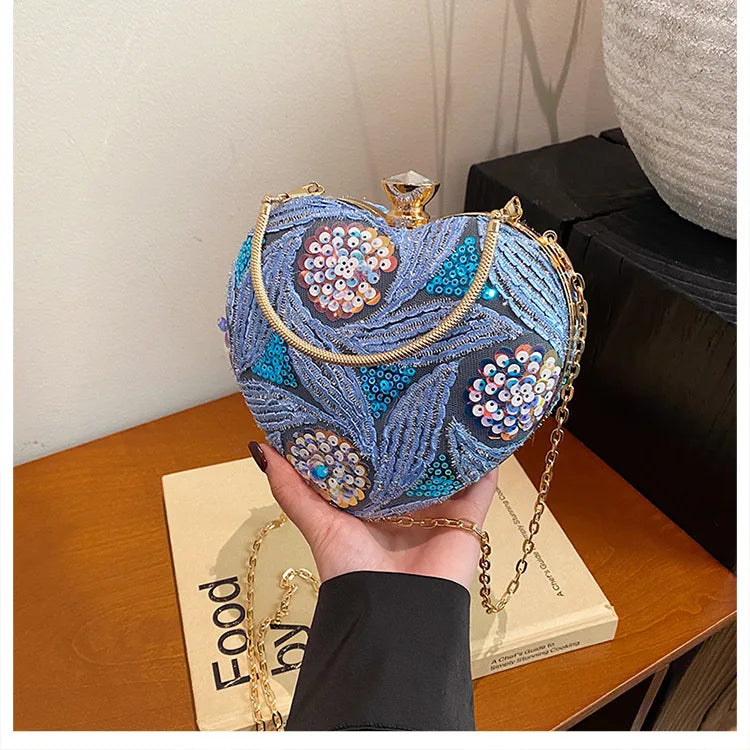 Women's Handbag2025New European and American fashion sequin shoulder baginsInternet Celebrity Retro Handheld Evening Bag