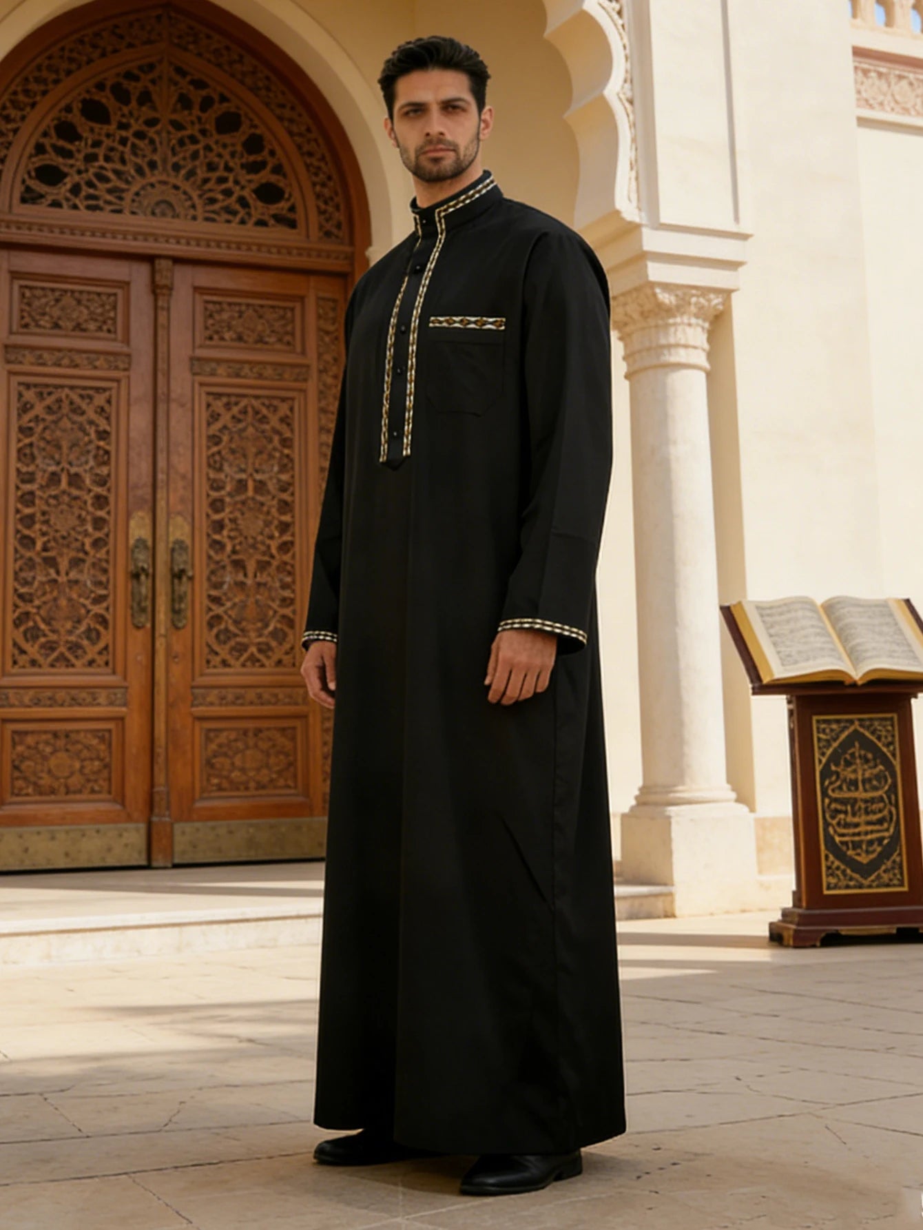 Men's  Thobe Comfortable Men's Long Sleeve Casual Robe - Perfect for Lounging and Relaxing at Home