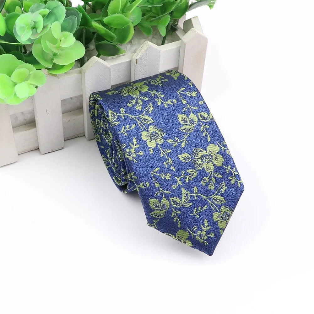 Men's 6cm Elegant Jacquard Weave Tie Vintage Embroidery Flower Rendering Pattern Necktie Business Wedding Party Accessories Gift