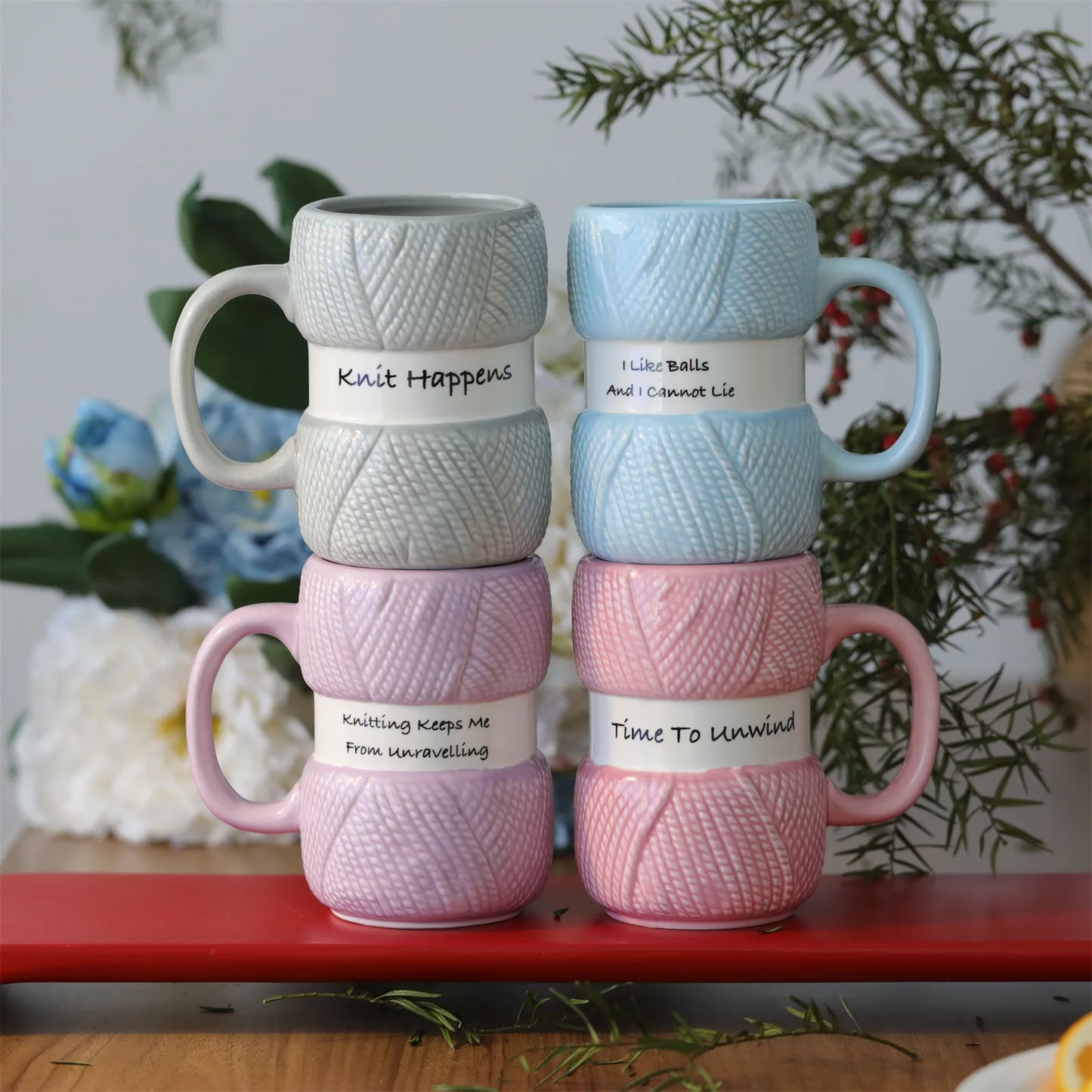 425ml Creative Knitted Pattern Gift Mug Colorful Woolen Balls Mugs Home Party Christmas Birthday Or Christmas Gift Cup