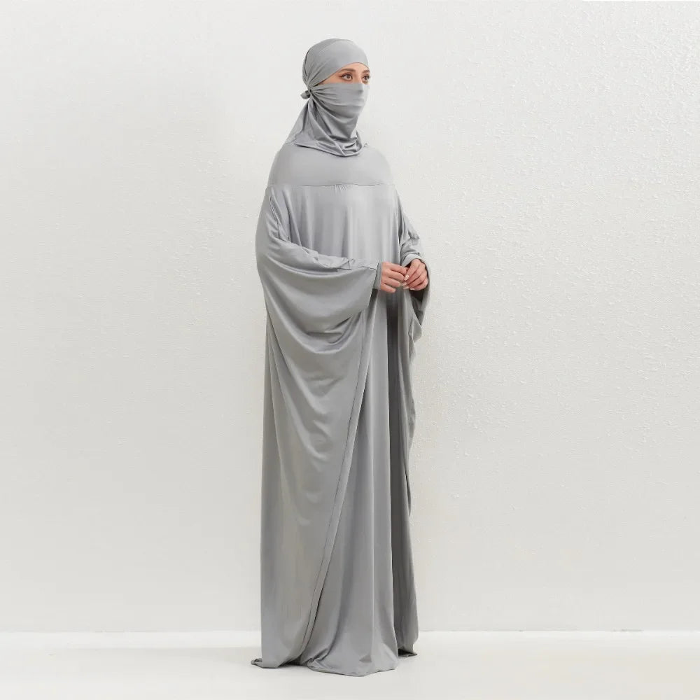 Muslim Abayas Hijab Smocking Sleeve One-piece Prayer Dress Women Jilbabs Hooded Kaftans Islamic Dubai Saudi Robe Turkish Modesty
