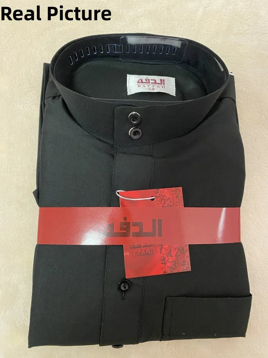 New 2026 Middle East Muslim Men Dress Long Sleeve Jubba Thobe Ramadan Eid Dishdasha Robe Muslim Islamic Kaftans Arab Clothing