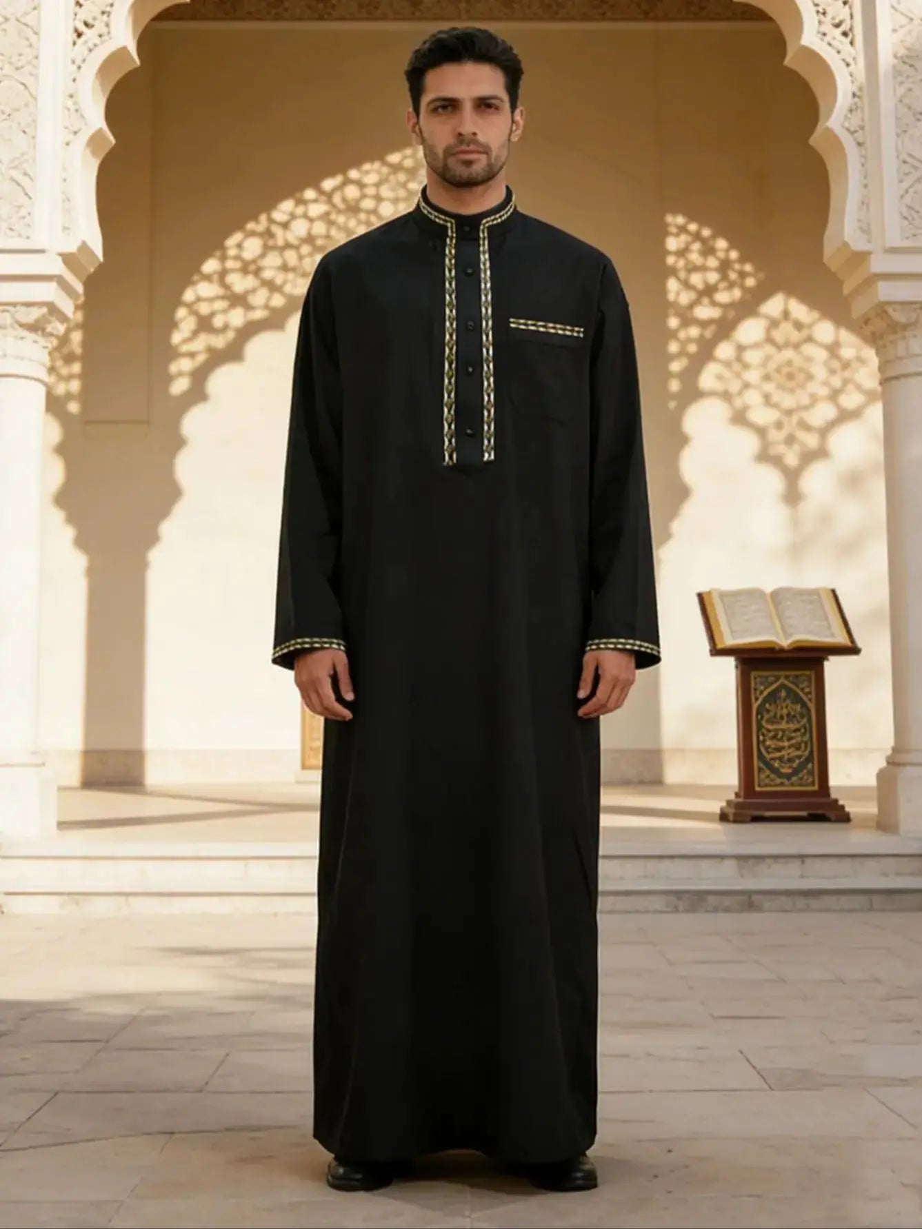 Men's  Thobe Comfortable Men's Long Sleeve Casual Robe - Perfect for Lounging and Relaxing at Home