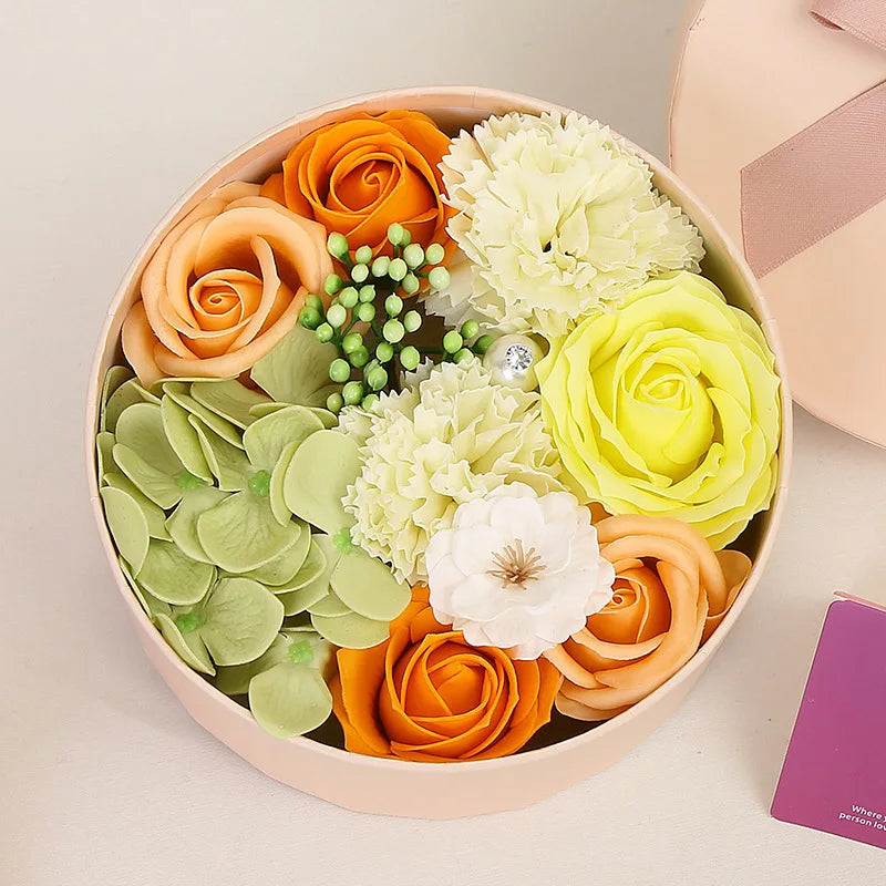 Soap Flower Box Floral Scented Bath Soap Rose Flower Petals Plant Essential Oil Flower Soap Set Mother Lover Birthday Gift Box