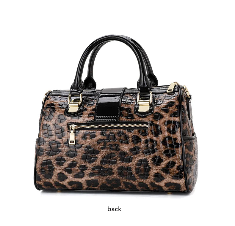he Aidrani women's handbag, expertly made from hi - quality materials, is a luxurious leopard print Boston bag with its fashiona