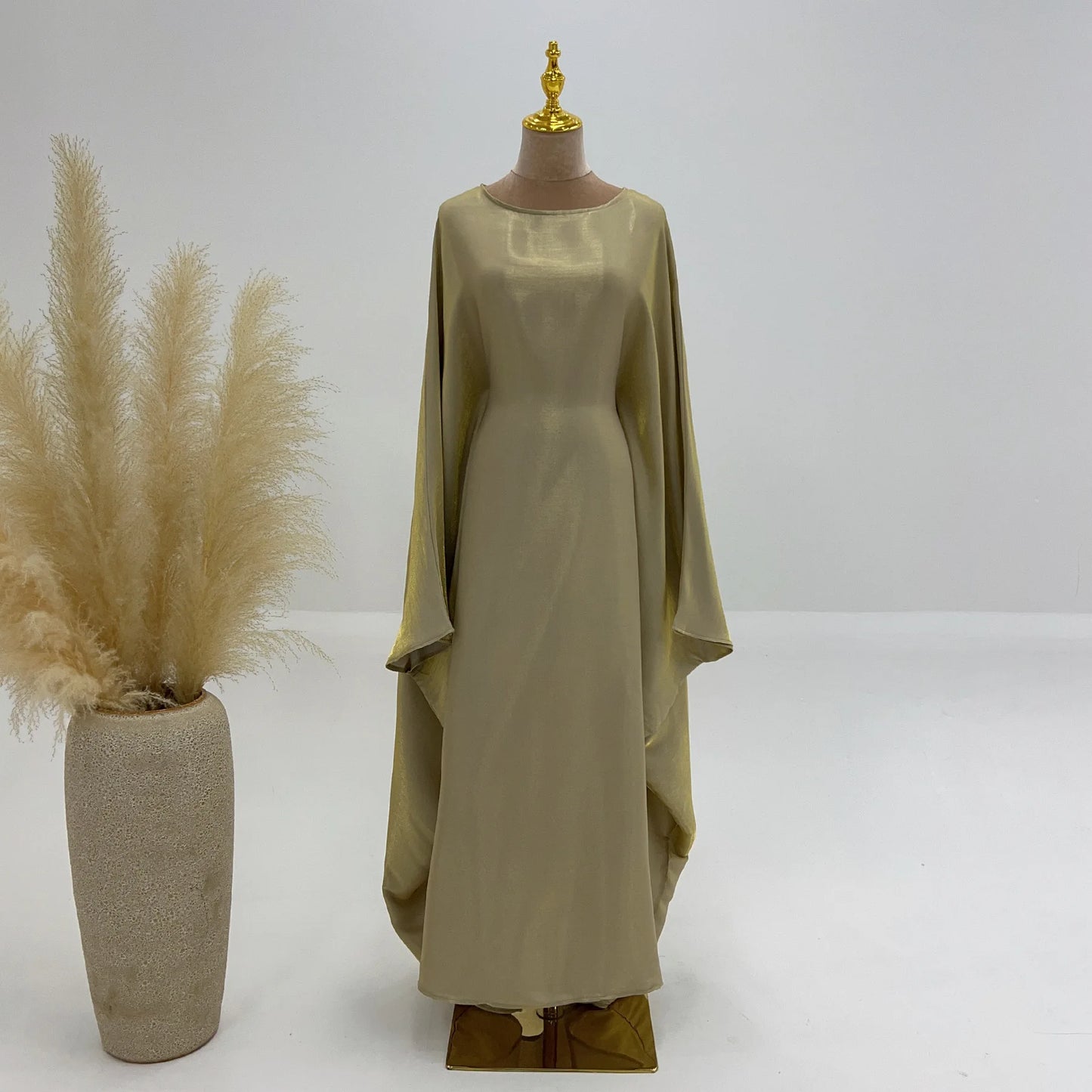 Ramadan Summer Batwing Sleeve Satin Butterfly Abaya Islam Muslim Maxi Dress Kebaya Women Kaftan Robe Musulmane Femme Vestidos