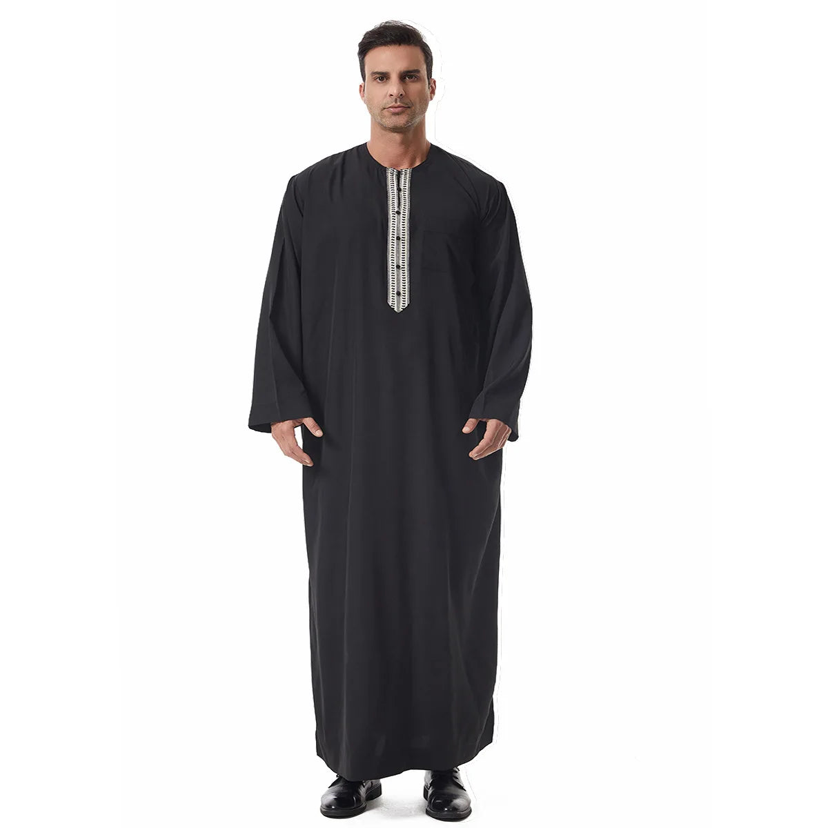Thobes for Man Muslim Dress Islam Clothing Saudi Arabic Robe Jubba Thobe Eid Djellaba Long Sleeve Embroidery Daffah Dishdasha