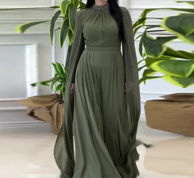 Women's Light Luxury High-End Fashion Rhinestone Evening Dress Temperament New Fashion Women Elegant High Waist Party Dresses