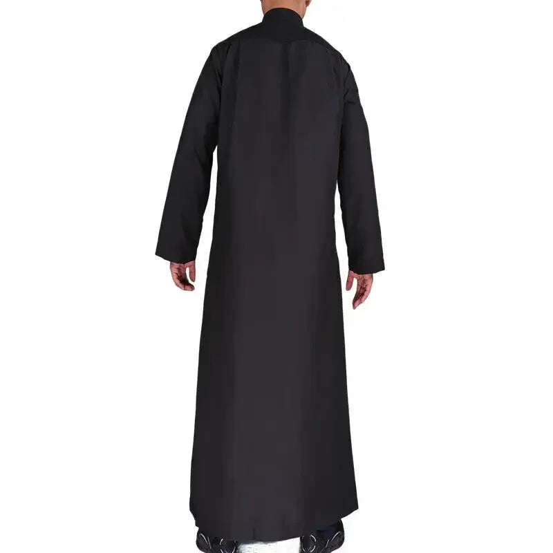 Men Casual Loose Kaftan Muslim Thobe Jubba Dishdasha Thawb Islamic Dress Abaya Arab Plain Color Robe
