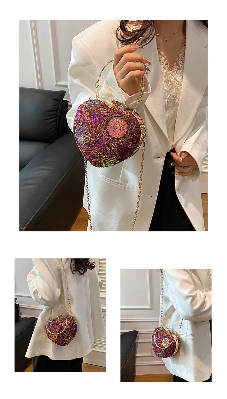Women's Handbag2025New European and American fashion sequin shoulder baginsInternet Celebrity Retro Handheld Evening Bag