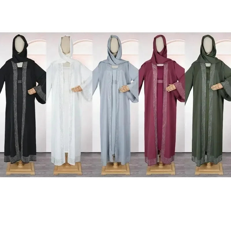 Muslim Modest Women Dress Jalabiya Eid Ramadan Arabic Long Robe Dubai Islam Morocco Kaftan Abayas Cardigan Dresses Outfits