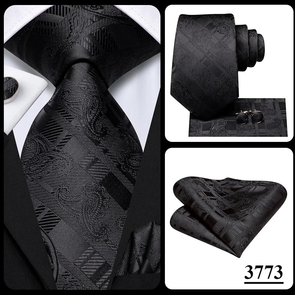 Hi-Tie Teal Green Floral Mens Fashion Necktie Handkerchief Cufflinks for Tuxedo Accessory Classic Silk Luxury Tie for Man Gift