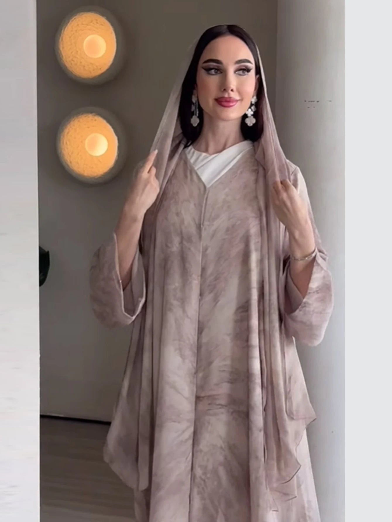 Eid Abaya for Women Print Cardigan Scarf Set Muslim Dresses Ramadan Morocco Dubai Jalabiya Kaftan Vestidos Arab Long Robe 2025