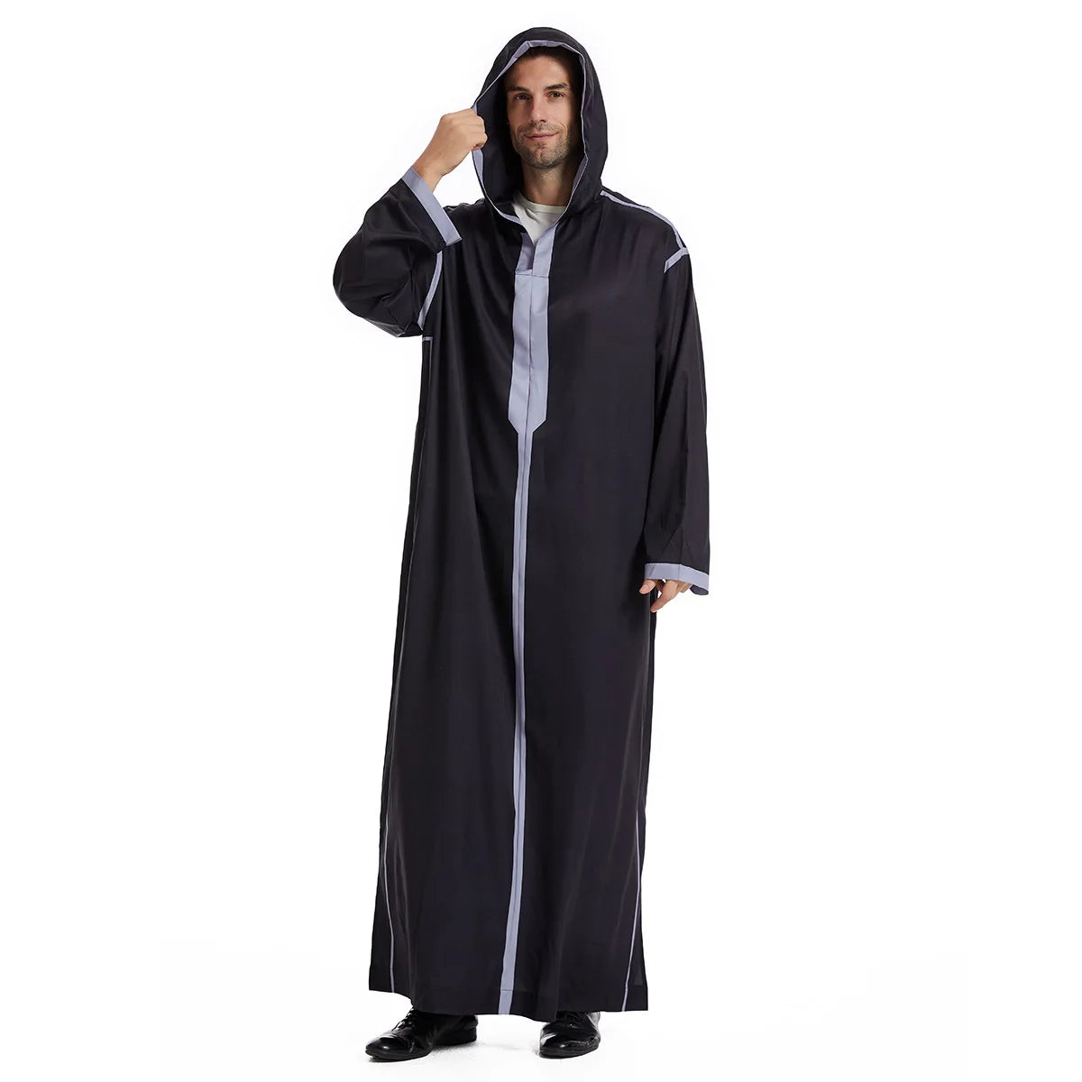 Muslim Men Hooded Robe Dishdasha Modest Islamic Dubai Saudi Prayer Abaya Kaftan Eid Ramadan Morocco Jubba Arab Thobe Abayas
