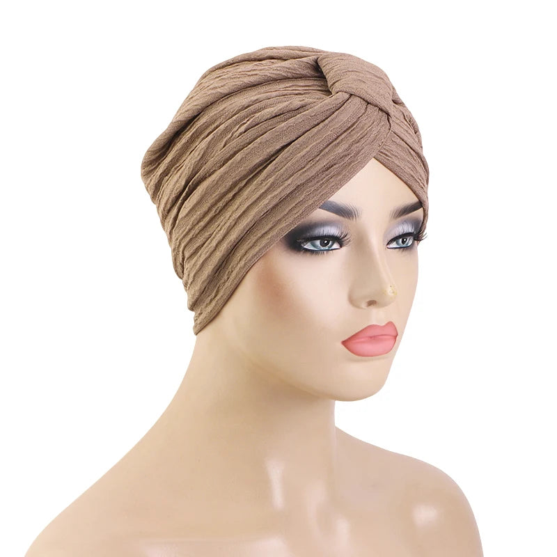 New Muslim Women Solid Color breathable headscarf hat Indian hat ethnic headscarf Hijab Hat Turban